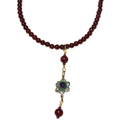 Delicacy Floral Pendant on Garnet - Amethyst and Double Garnet