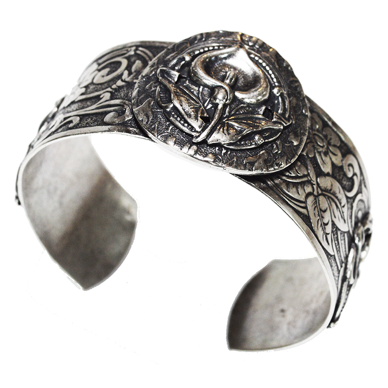 Antique Silver Calla Lily Cuff Bracelet