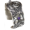 Antique Silver Calla Lily Cuff Bracelet - Amethyst and Chariote