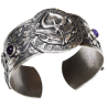 Antique Silver Calla Lily Cuff Bracelet - Amethyst and Chariote