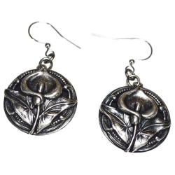 Antique Silver Calla Lily Dangle Earrings