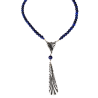 Art Deco 2022 Mirror Antique Silver Single Pendant Necklace - Lapis
