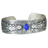 Art Deco 2022 Mirror Antique Silver Cuff - Lapis