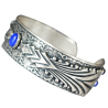 Art Deco 2022 Mirror Antique Silver Cuff - Lapis