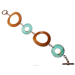 Bohemian Chic Geometry Line Verdigris and Earth Patina Circle Bracelet
