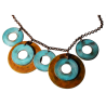 Bohemian Chic Geometry Line Verdigris and Earth Patina Circle Necklace