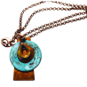 Bohemian Chic Geometry Line Verdigris and Earth Patina Trapazoid, Circle and Teardrop Pendant