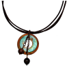 Bohemian Chic Geometry Line Verdigris and Earth Patina Double Circle Necklace - Jasper