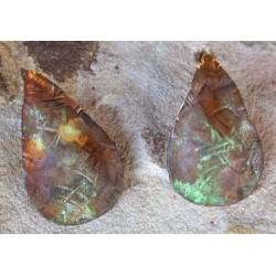 TTO 40e Olive Patina Hand Forged Solid Brass Hand Textured Tealeaf Elongated Teardop Earrings 