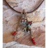 TWO2pd Olive Patina Cast Brass Twigs  Pendant - Carnelian