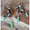 TWP4e Verdigris Patina Lost Wax Cast Brass Twigs Collection Earrings - Variscite 