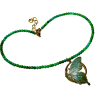 Verdigris Patina Solid Brass Butterfly Necklace - Chrysocolla