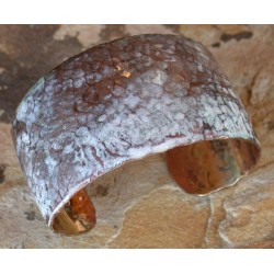 GW 91cf  White Patina Hand Hammered Textured Solid Brass Contemporary Tapered Cuff