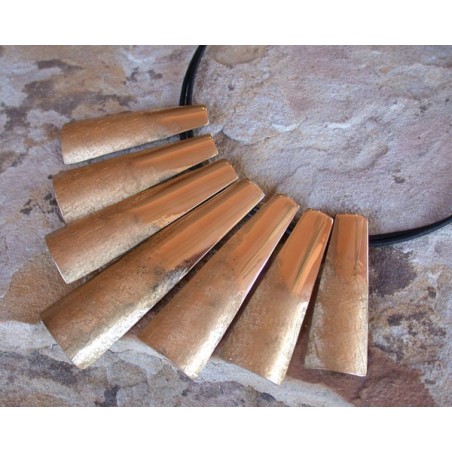 SIT 840nLE Silk Textured Forged Solid Brass Graduated Contemporary Tapered Barrel Necklace