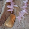 SIT 500n Silk Textured Forged Solid Brass Graduated Contemporary Trapezoid Necklace - Rose Quartz